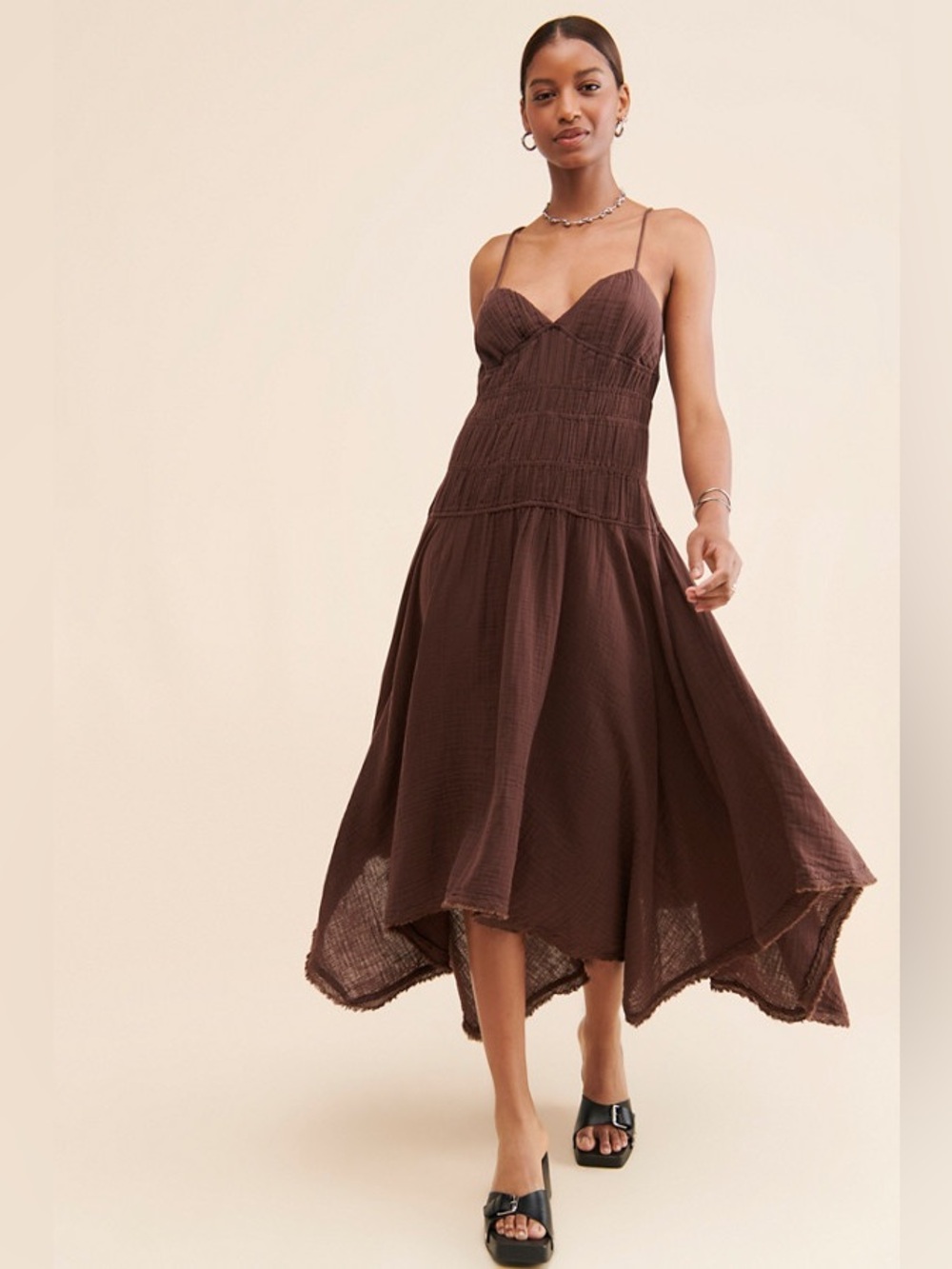 Free People Verbena Midi Dress - Chocolate